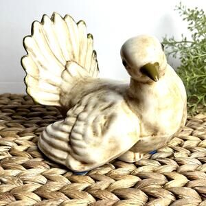 Vintage Ceramic Dove Figurine Antique Beige Glaze Made in Japan MM Napcoware